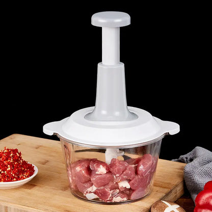 Large 1.5L Bowl Effortless Vegetable Chopper Meat Mincer Fruits and Herbs Chopper Garlic Onion Hand Press Manual Food Chopper