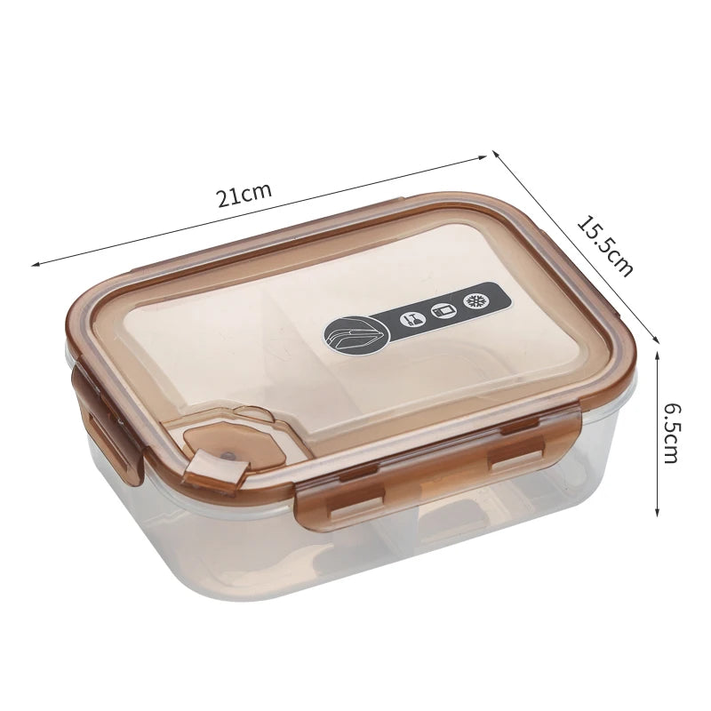 School Office Reusable Microwaveable Meal Prep Food Storage Container BPA-free PP 3 Compartment Plastic Bento Lunch Box for Kids