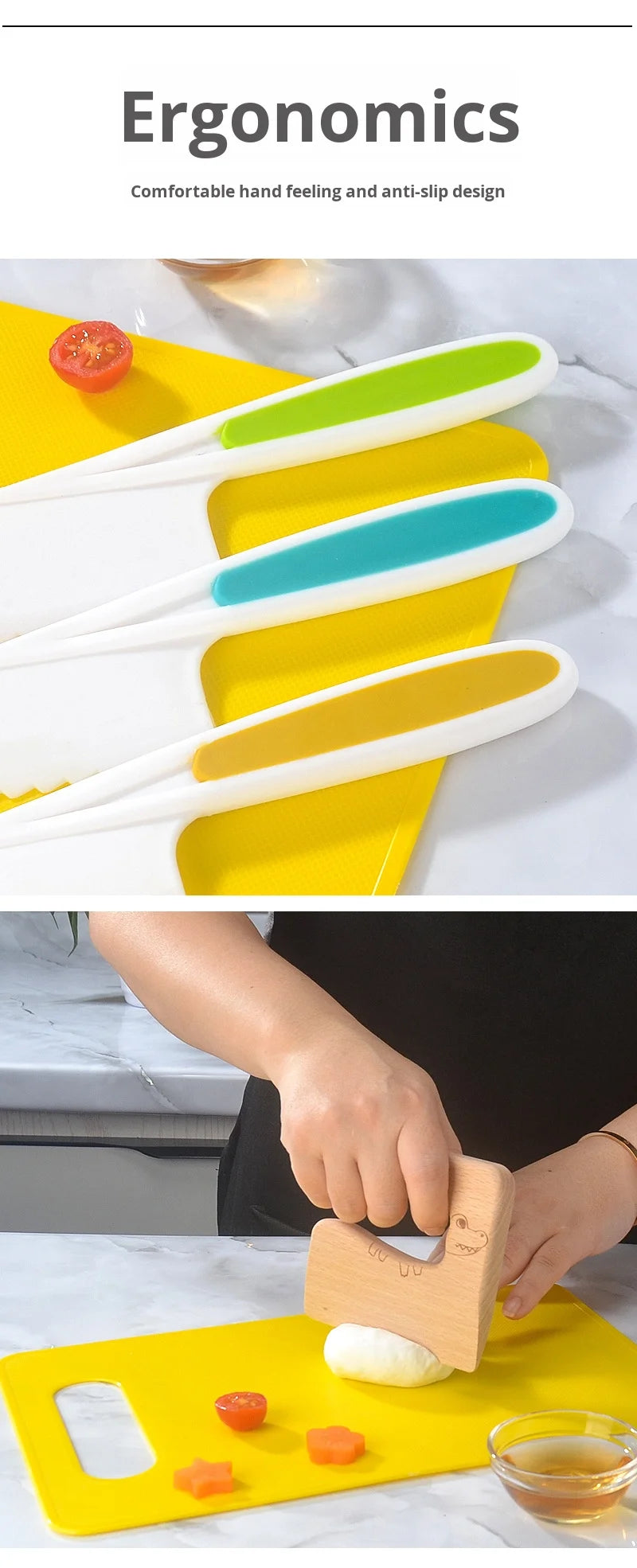 Children's Stainless Steel Fruit Knife Set Plastic Wood Safe Chopping Board Early Education Toddler Toy Disposable Hand Safety