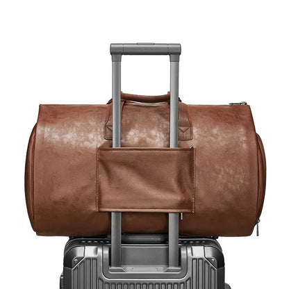Wholesale Outdoor PU Leather Luggage Travel Bag Business Suit Bag Men Duffel Travelling Bag
