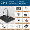 Single Modern Stainless Steel 304 LED Digital Waterfall Kitchen Sink New Design Popular Black Smart Multifunctional Handmade One