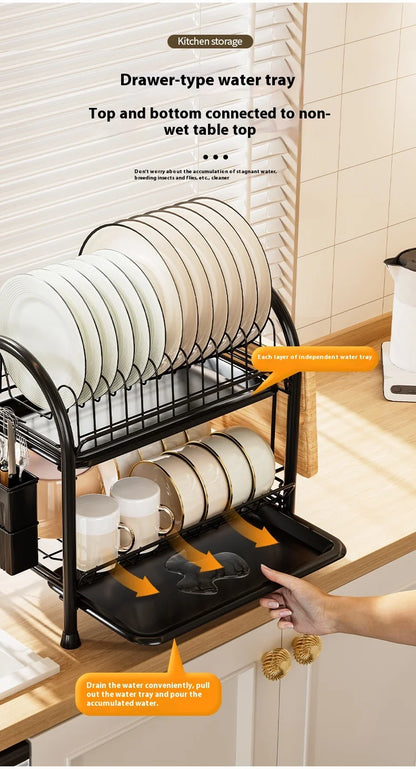 Multifunctional Kitchen Storage Rack Multi-Layer Bowl Chopsticks Drain Rack Plate Drying Bowl Rack Chopsticks Tube Boxed