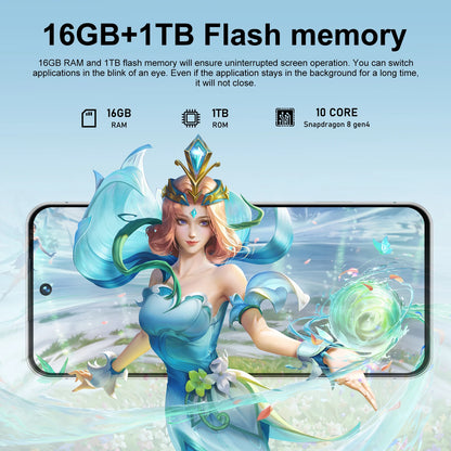 2025 New Arrival Original I17 17 Pro Max 5G Smartphone 144Hz 7.3 Display 108MP Rear Camera 16GB+1TB Storage Deca Core MTK