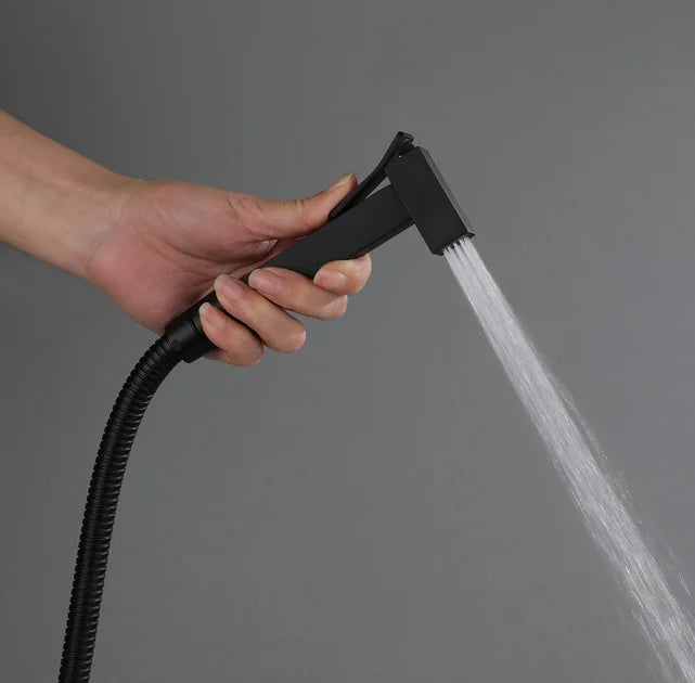Matte Black Brass Handheld Sprayer Bidet  Shattaf Full Set Cold and Hot Mixer Faucet