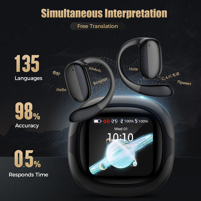 R1pro Ai Translator Earbuds Smart Touch Screen Translator Earphone 135 Languages Translator Earbuds Travel, Easy Communication