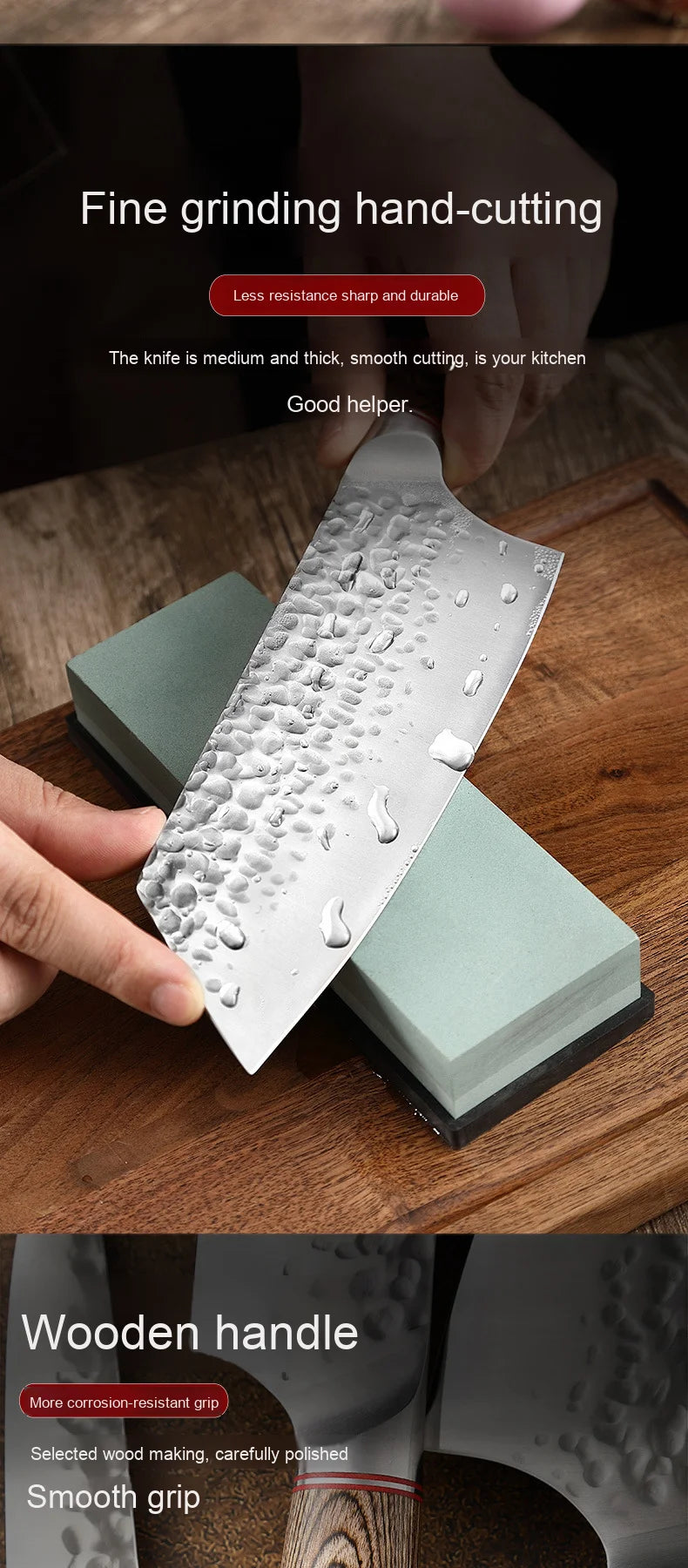 High-quality Kitchen Chef's Knife Set, Hand-forged Sande Fruit Knife and Colored Wooden Handle Meat Cutting