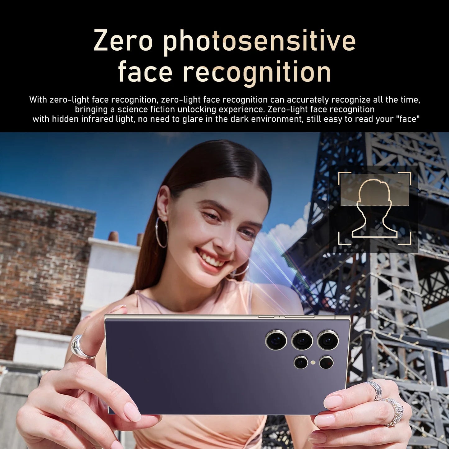 Smartphone Premium S24 ULTRA com 16GB de RAM e 1TB de armazenamento, ecrã HD, 5G LTE + CDMA, câmara traseira de 108MP, desbloqueio facial e Dual SIM.