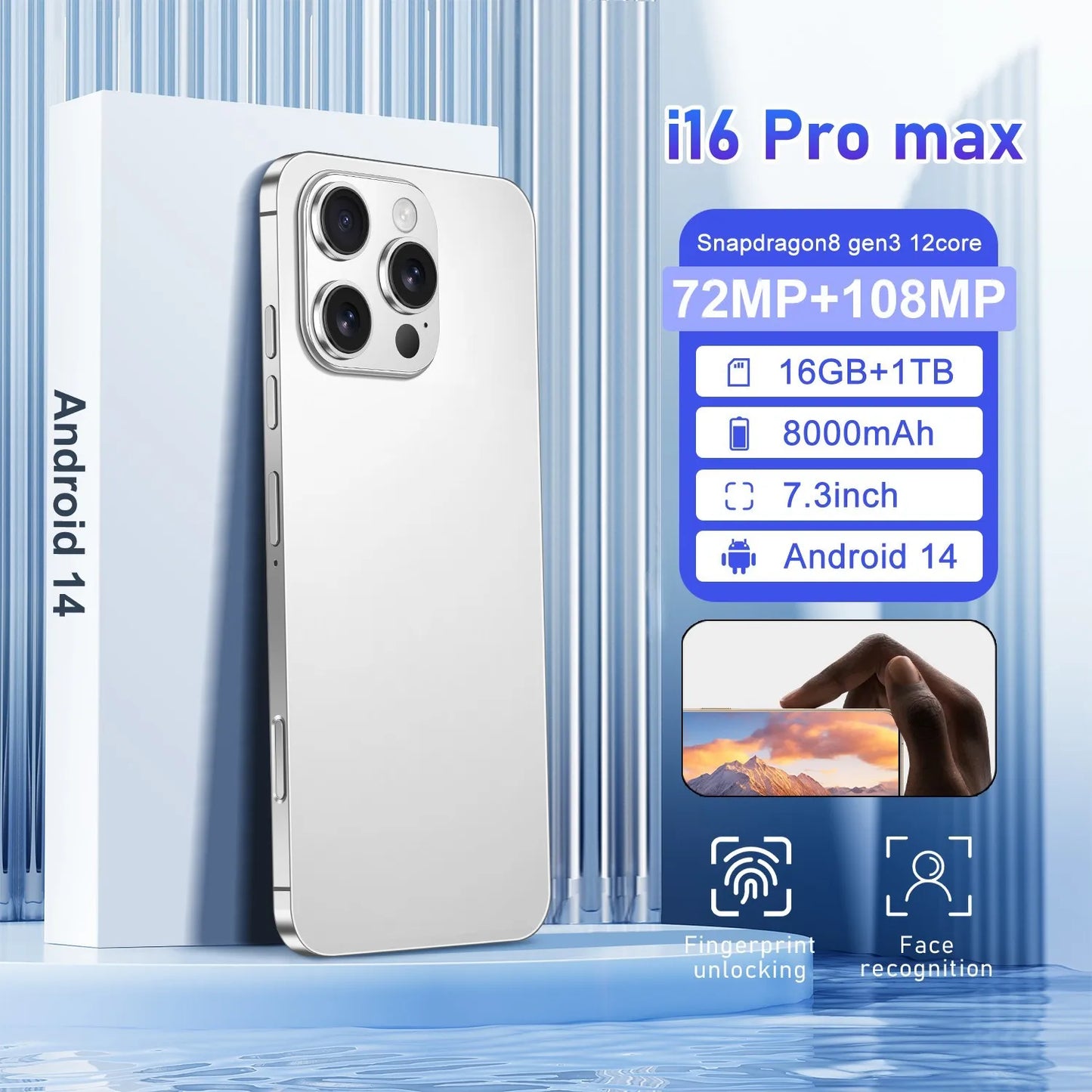 16 Pro Max 5G Smartphones Phone 16 Pro Max 16GB+1TB Smartphone 5G Smartphone 7.3inch Screen