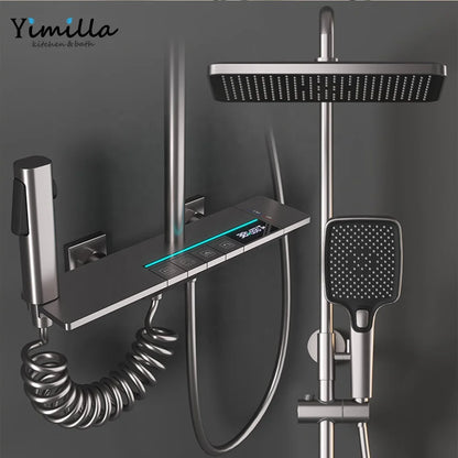 Luxury Bathroom Shower Set High Quality Brass Body Gun Grey Shower Mixer System Digital Piano Bathroom Shower Set