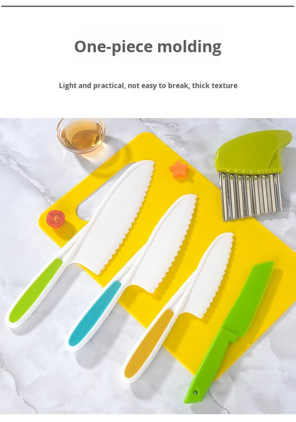 Children's Stainless Steel Fruit Knife Set Plastic Wood Safe Chopping Board Early Education Toddler Toy Disposable Hand Safety