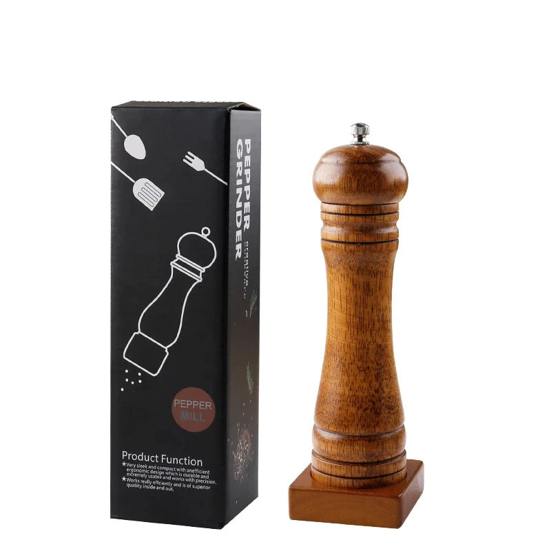 Wooden Grinder Freshly Ground Black Pepper Grains Grinding Bottle Sea Salt Pepper Peppercorns Pepper Household Seasoning Bottle