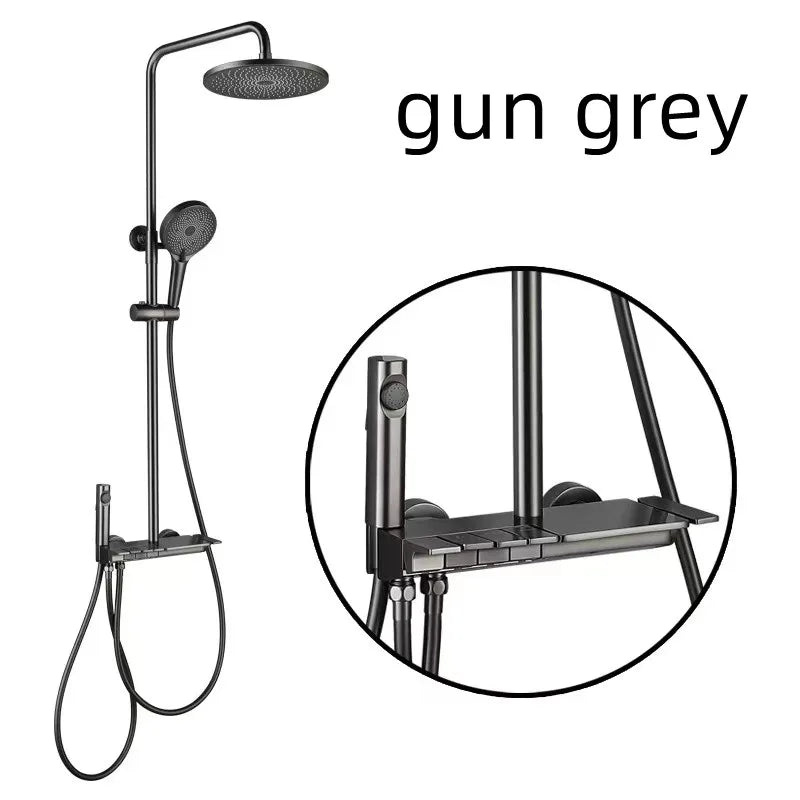 High Quality Full Brass Piano Key Shower Shower Set Bathroom With Airbrush Bathtub Shower Faucet