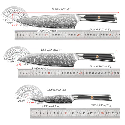 High-end Damascus Kitchen Knife Set Vegetables Fruit Slicer Chef Peeling Carving Sashimi Utility Paring Slicing Knives
