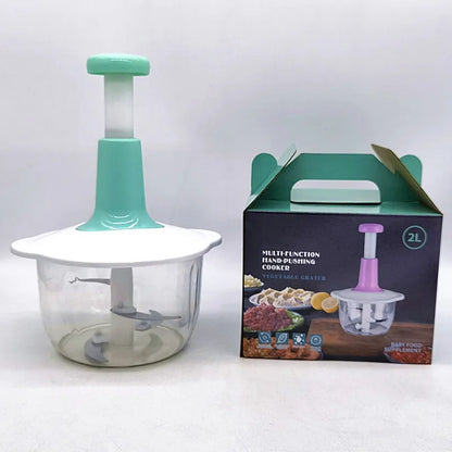 Large 1.5L Bowl Effortless Vegetable Chopper Meat Mincer Fruits and Herbs Chopper Garlic Onion Hand Press Manual Food Chopper