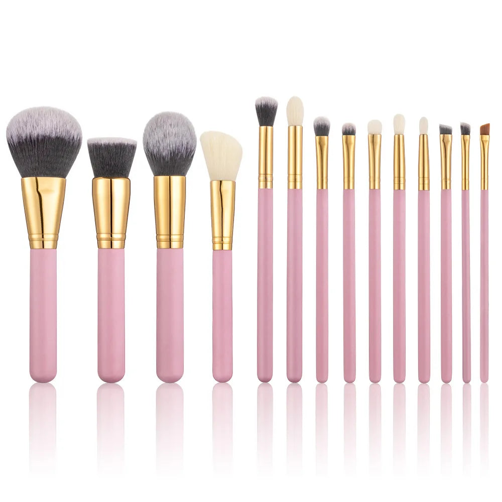 Custom 15-Piece Vegan Synthetic Pink Makeup Brush Set High Quality Product