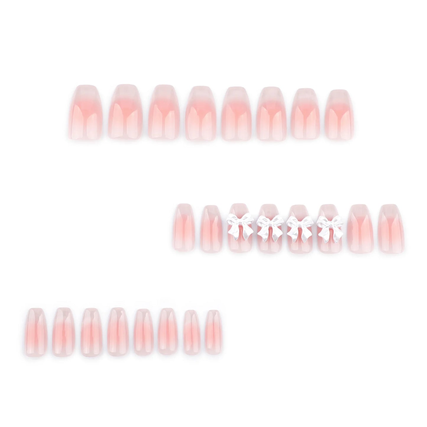 Cheap Price Beauty Product Sweet Blush French Cat-Eye Bow Ballet Shoes Almond Nails Self-Adhensive for Press on Nails