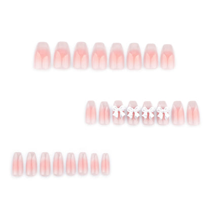 Cheap Price Beauty Product Sweet Blush French Cat-Eye Bow Ballet Shoes Almond Nails Self-Adhensive for Press on Nails