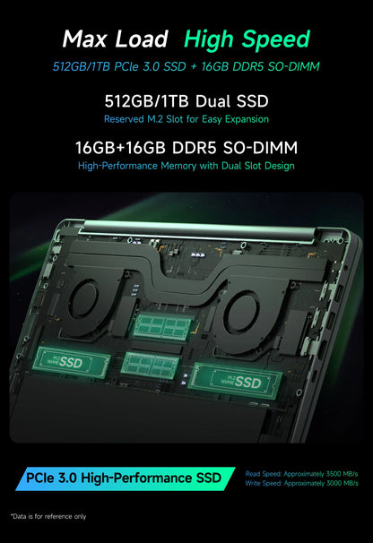 Laptop amd R7-6800H Computer 15.9 Inch 2.5K HD 32GB DDR5 512GB 1TB SSD Ordinateur Portable Gaming Laptop
