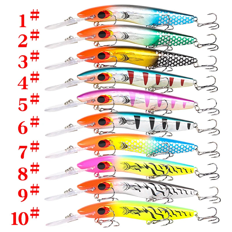 Trolling Fishing Bait 23g 186mm Deep Diving Long Lip Fishing Lures 3D Eyes Minnow Lure for Trolling Lures Baits