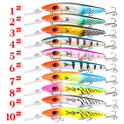 Trolling Fishing Bait 23g 186mm Deep Diving Long Lip Fishing Lures 3D Eyes Minnow Lure for Trolling Lures Baits