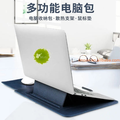 Factory Price 3 In1 Laptop Bag with Stand Mouse Pad for 11 12 13 14 15 16 Inches PU Leather Notebook Cover Laptop Sleeve Case
