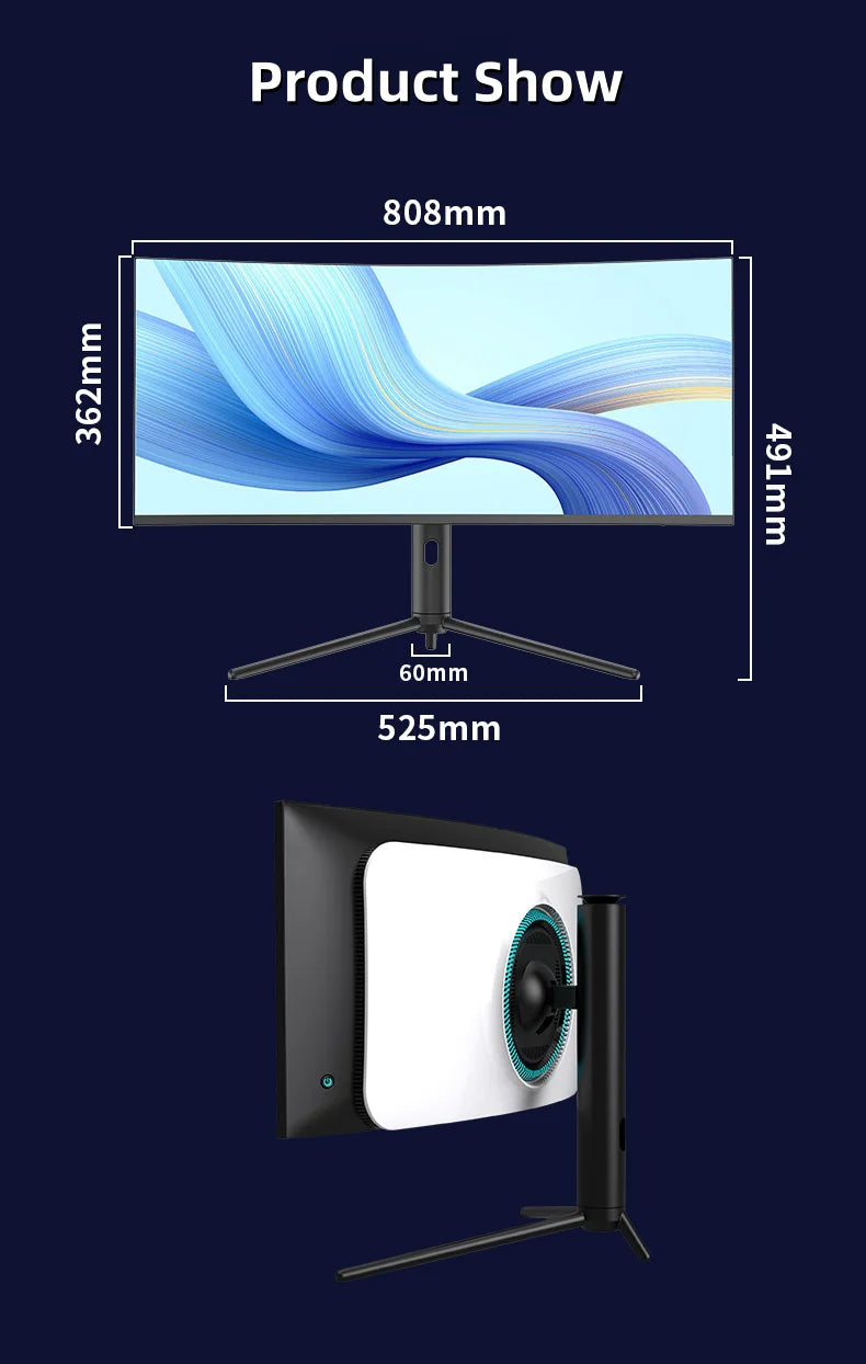 34inch Curve All in One Computers High Resolution Computer All in One Pc Desktop With Wifi All Black SSD IPS 32GB Gaming Monitor