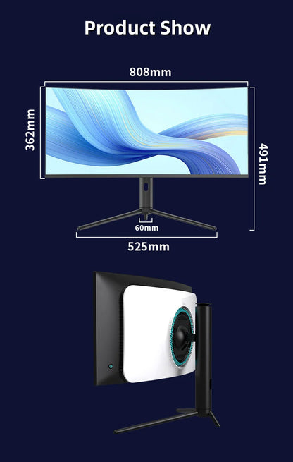 34inch Curve All in One Computers High Resolution Computer All in One Pc Desktop With Wifi All Black SSD IPS 32GB Gaming Monitor