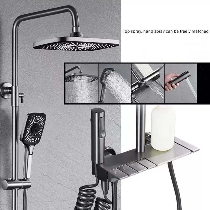 High Quality Full Brass Piano Key Shower Shower Set Bathroom With Airbrush Bathtub Shower Faucet