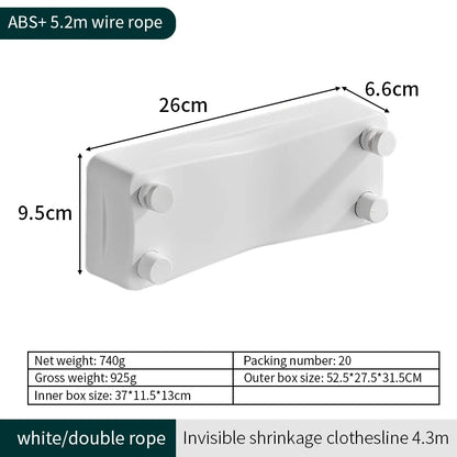 Laundry Clothesline Retractable Hotel Balcony Durable Clothesline Drying Rack Retractable Clothesline