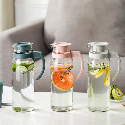 Hot Sale 1400ml Summer Cold Juice Ice Filter Jug Glass Water Pitcher with Plastic Lid
