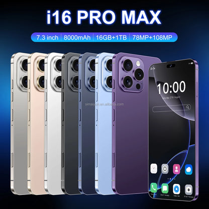 2025 Original High Quality I16pro Max 16GB+1TB Android 14 5G Smart Phone Globally Compatible  108MP Rear Camera