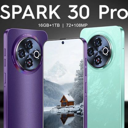 Spark30 Pro 16+1TB Smartphone Pro Real 5G Mobile Phone 108MP Rear Camera Supports Spanish English HD Screen