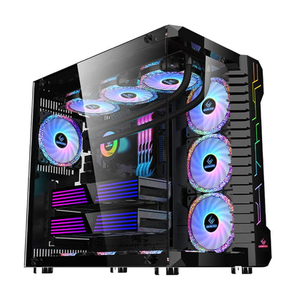 2022 ATX M-AXT RGB Fan LED Lights PC Gaming Computer Case Desktop