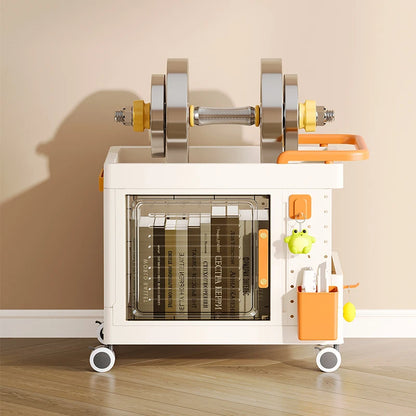 Household Plastic Folding Box Book Toy Storage Cart Bathroom Cleaning Supplies Sortable Movable Rotating Rack Rectangle