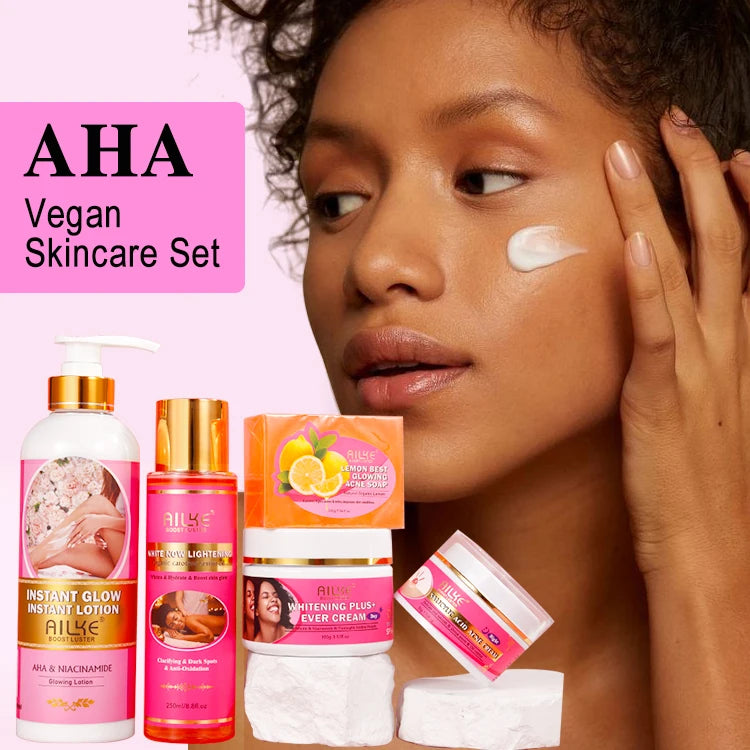 Ailke Products Glowing Niacinamide Dark Spot Removal Anti Acne Lemon Vitamin C Whitening Skin Care Set for Women