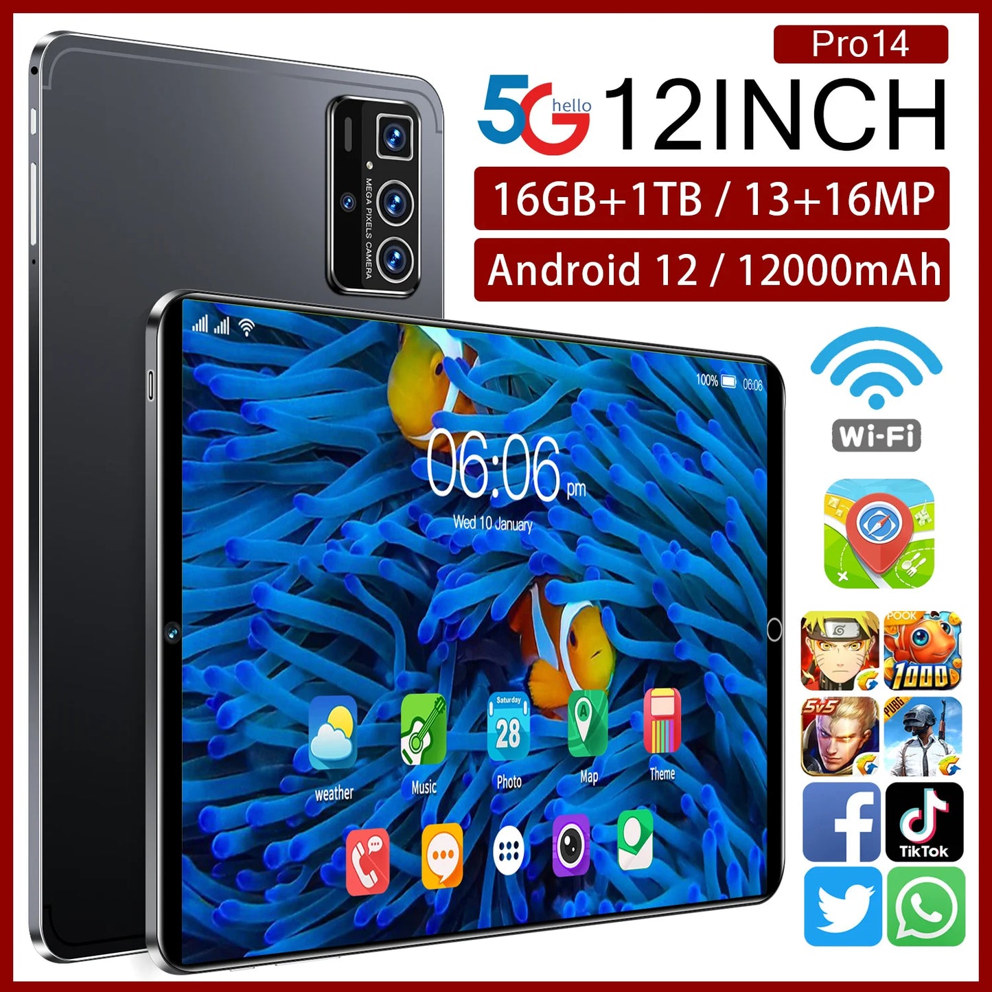 2025 Global 14 Pro Table PC Customized 16GB+1TB Android Tablet  12 Inch Dual SIM Educational Call Android Table Pc