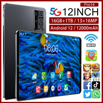 2025 Global 14 Pro Table PC Customized 16GB+1TB Android Tablet  12 Inch Dual SIM Educational Call Android Table Pc