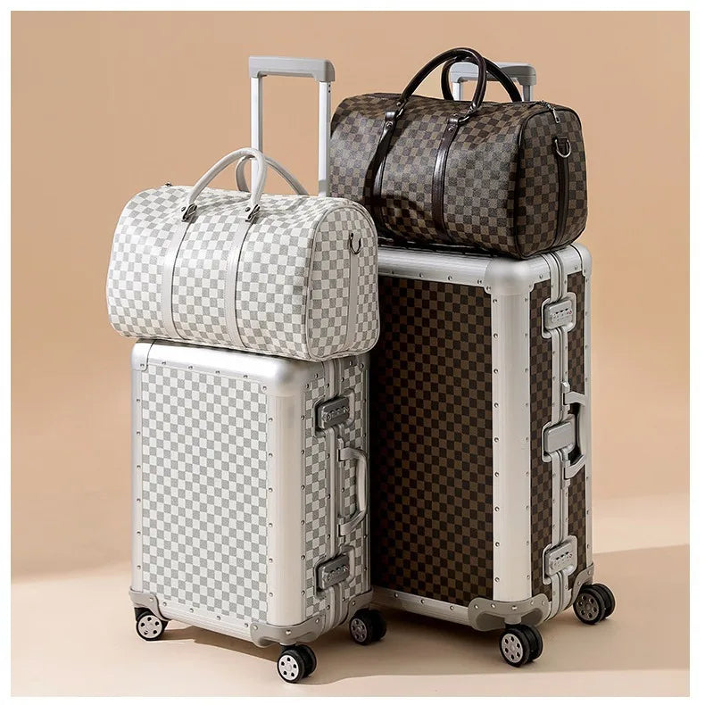 New Arrival Aluminum Spinner Suitcase Set with Pull Rod and Password Lock for Business Travel Carry on Suitcase Luggage