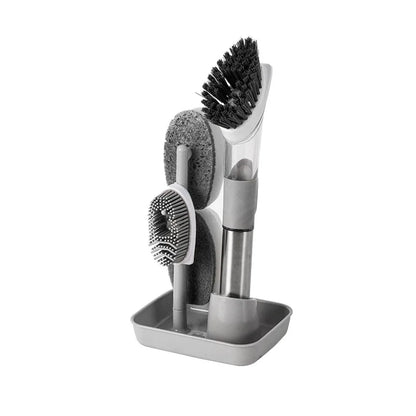 Multifunctional Kitchen Sponge Brush Add Liquid Pan Brush Kitchen 3 in 1 Cleaning Dish Washing Brush With Handle