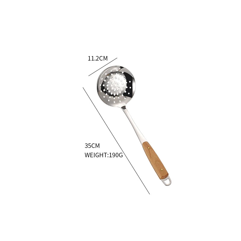7PCS Stainless Steel Utensils Non-slip Heat  Resistant Kitchen Accessories Cooking Tool With Wooden Handle