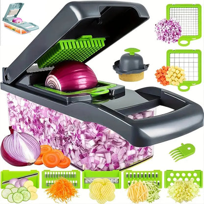 Factory Wholesale Kitchen Accessories 14 in 1 Food Cutter Veggie Onion Chopper Mandoline Slicer Multifunctional Vegetable Cutter