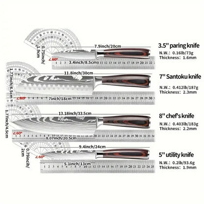 Japanese Stainless Steel Kitchen Knife Set Pakka Wood Handle Japanese Chef Knives Metal Fruit Nakiri Paring Knife Set