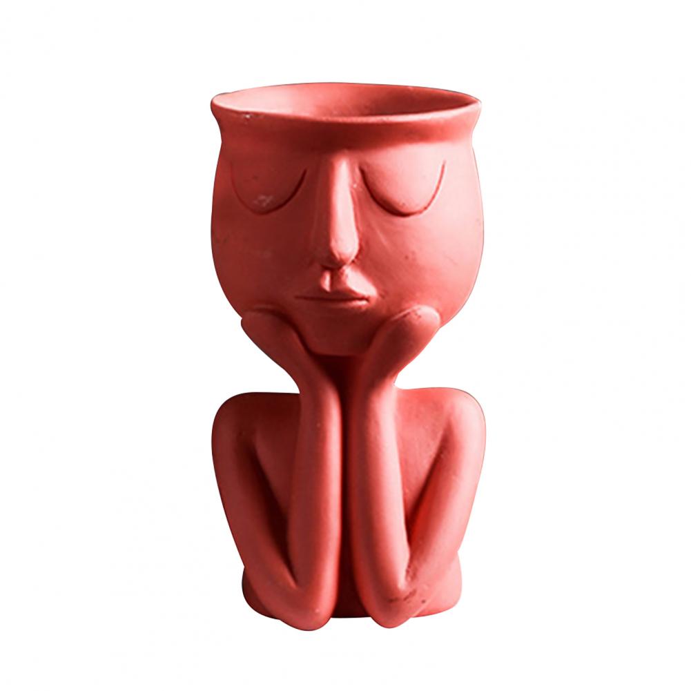 Human Think Face Ceramic Plants Flower Pot Vase Planter Tabletop Home Crafts Display Window Model Room Soft Decoration