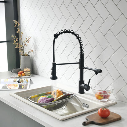 3 Way Spring Kitchen Faucet with Purified Water Filter Hot and Cold Water Black Kitchen Sink Mixer Tap Faucet Pull Down Sprayer