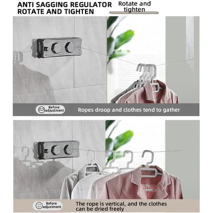 5.1m ABS Laundry Balcony Shrinkable Outdoor Double Single Washing Storage Drying Lines Clothesline Retractable Rope