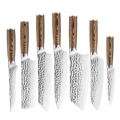 High-quality Kitchen Chef's Knife Set, Hand-forged Sande Fruit Knife and Colored Wooden Handle Meat Cutting
