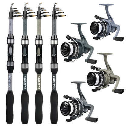 New 1.8m Glass Fiber Telescopic Pole Fishing Rod Reel Combo Kit Bass Fishing Tackle Set for Carp Bottom Fishing