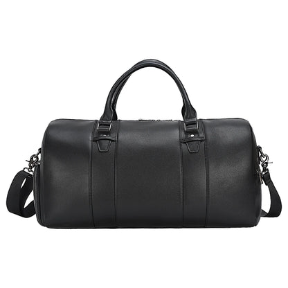 Japanese Style Black Mens Overnight Soft Leather Business Duffel Weekender Bag Genuine Leather Travel Bags