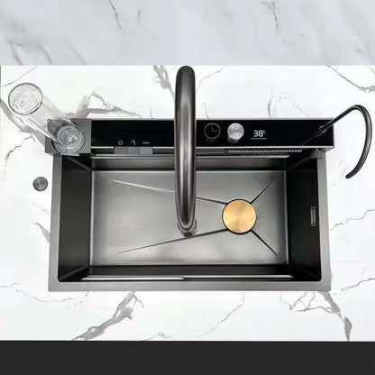 Hot Selling Sink Single Bowl Stainless Steel Handmade Kitchen With Waterfall Faucet Base Multifunctional Sink
