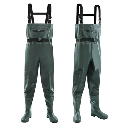 Unisex Nylon Chest Waders with Steel Toe Boots Green  Waterproof Performance Gear for Men-for Fishing and Hunting